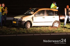 Ongeval A2 auto in vangrail