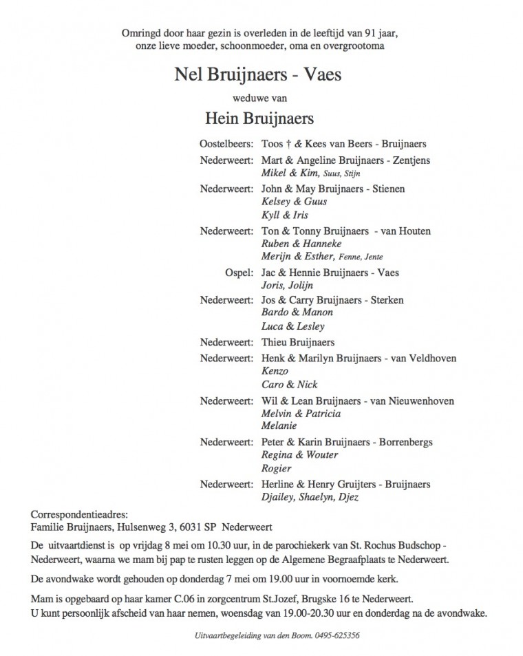 Nel Bruijnaers – Vaes