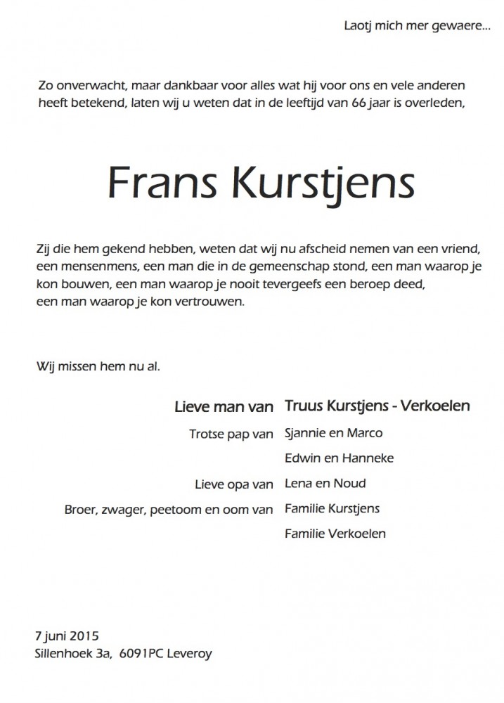 Frans Kurstjens rouwadvertentie 11