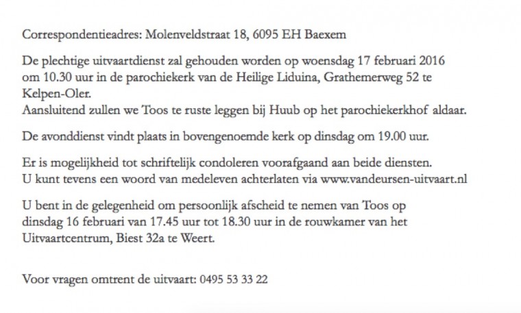 Overlijdensbericht Toos Raemakers - Baetsen 2