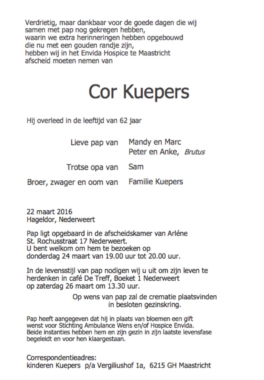 Rouwbericht Cor Kuepers 2