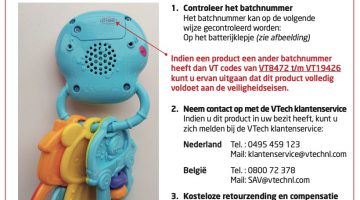 Veiligheidswaarschuwing Baby’s sleutelbos VTech