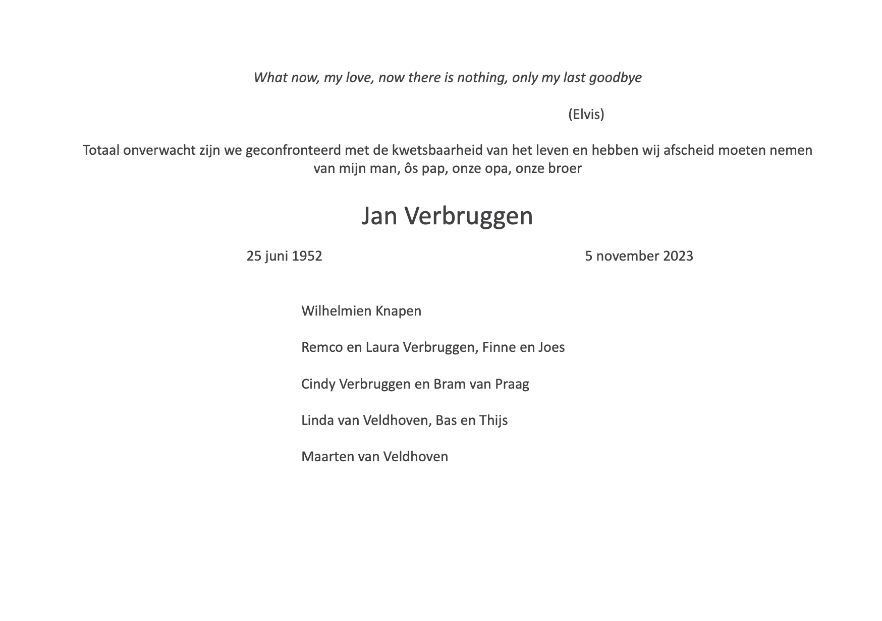 Overlijdensbericht: Jan Verbruggen † - Nederweert24