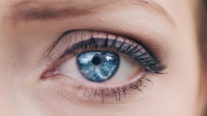 girl eye close-up with long eyelashes