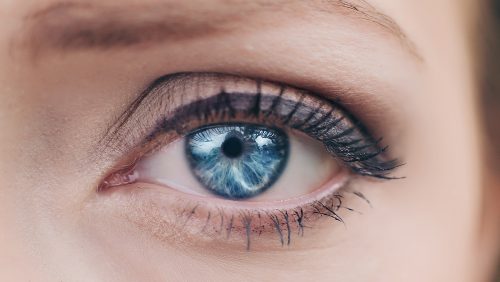 girl eye close-up with long eyelashes