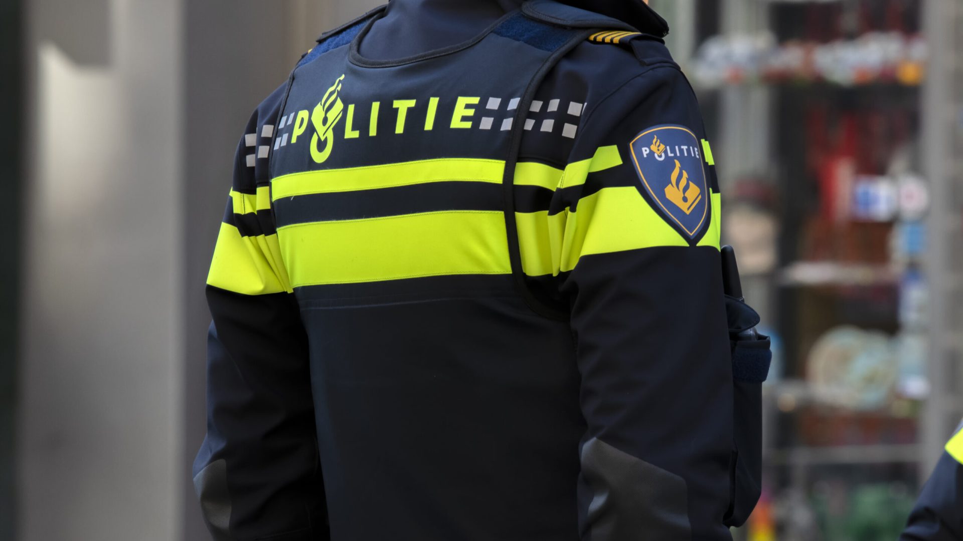 Backside Of A Police Man At Amsterdam The Netherlands 4-5-2020